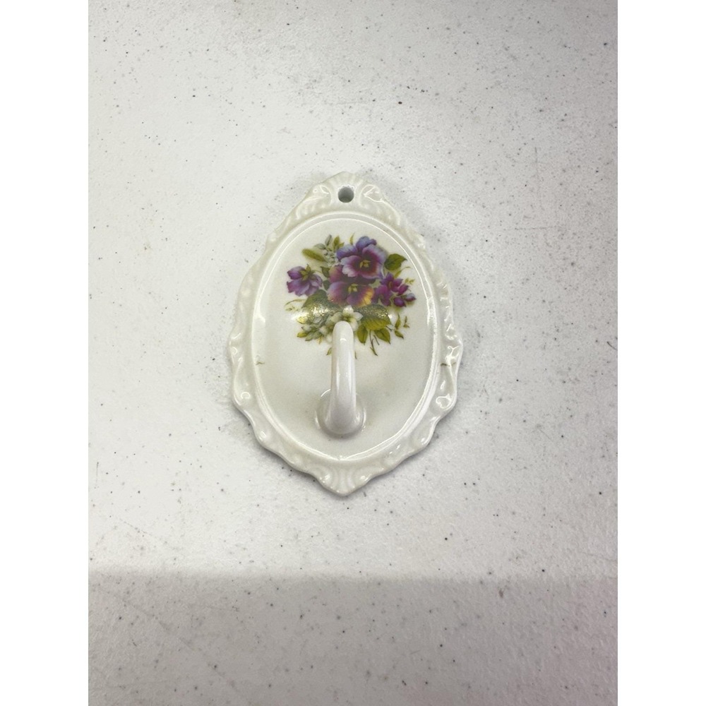 Liette International "Violet Bouquet" Porcelain Hand Decorated Wall Hanging Hook